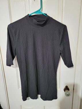 torrid Black Ribbed Short Sleeve Mock Neck Shirt